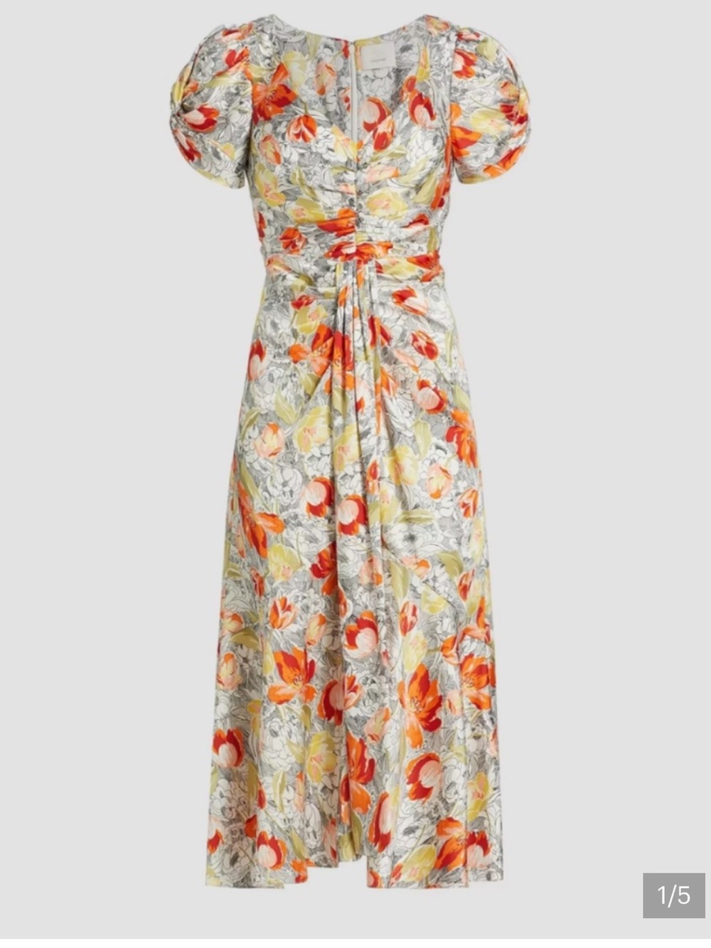 cinq a sept Floral Puff-Sleeve Midi Dress - Walker dress